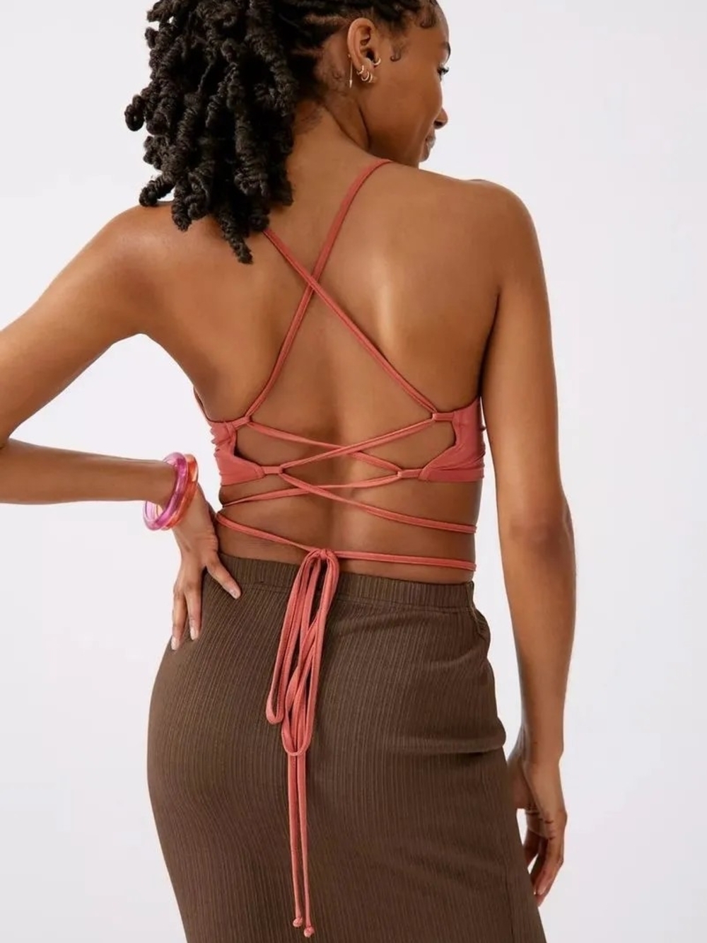 Urban Outfitters UO Hot Pink Leila Strappy Cowl Neck Crop Top